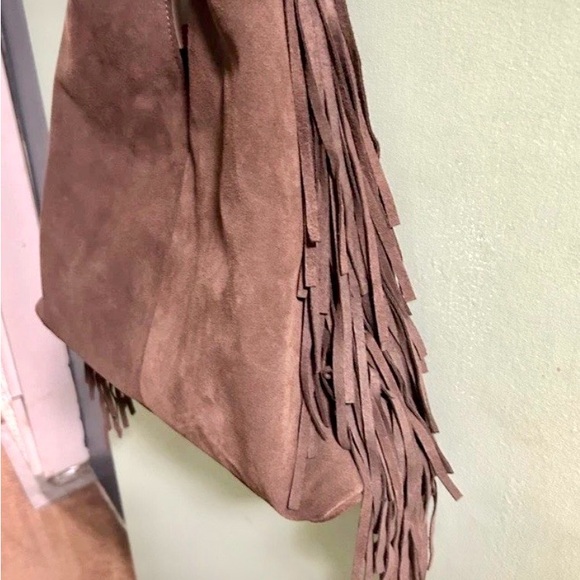 Divina Firenze Brown Suede Boho Fringe Tote Bag - Picture 2 of 4